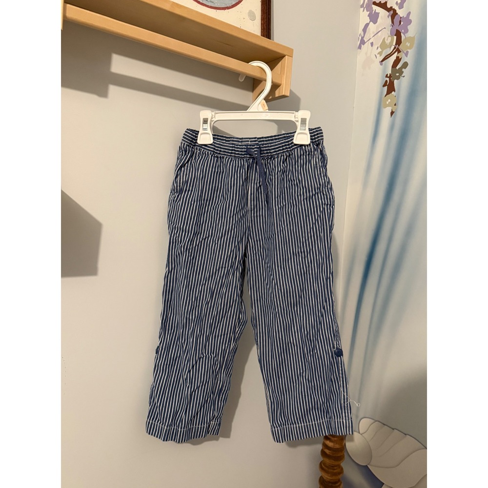 Hanna Andersson Kids Blue White Striped Pull On Pants Size 100 Elastic Waist